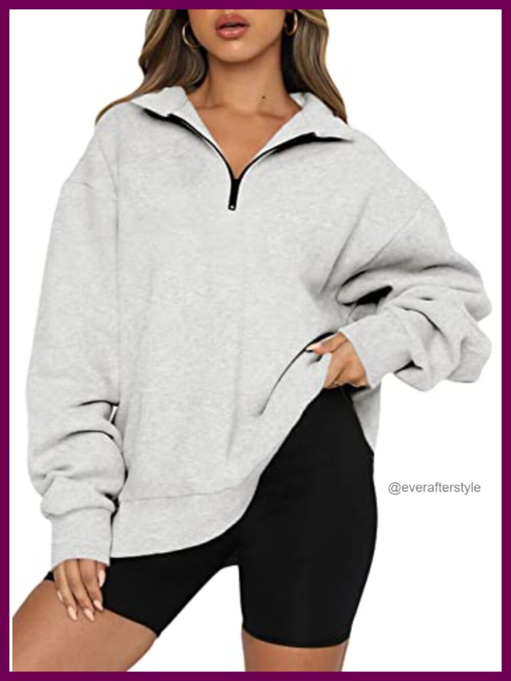 Half Zip Fleece Pullover Oversized Sweatshirt Kangaroo Pocket Workout Top